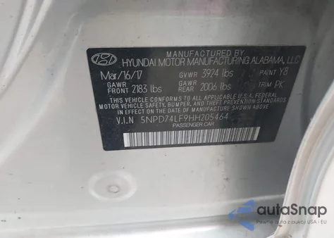 2017 Hyundai Elantra Se from USA, damaged, VIN 5NPD74LF9HH205464